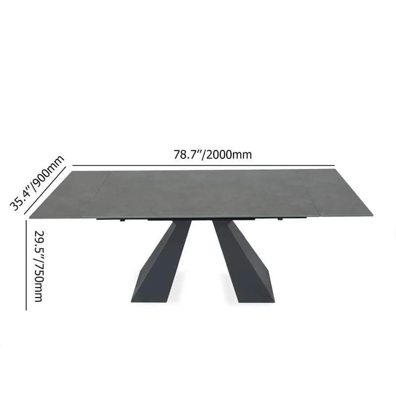 Minimalist Retractable Rock Slab Rectangular Luxury Folding Dining Table