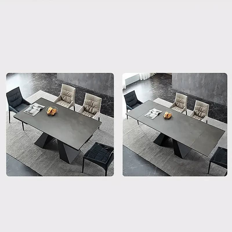 Minimalist Retractable Rock Slab Rectangular Luxury Folding Dining Table