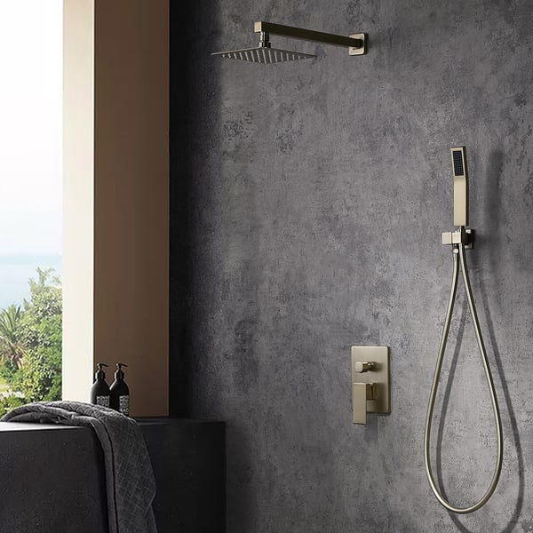 Modern 12" Wall Mounted Shower System with Handheld Shower Pressure Balance Valve