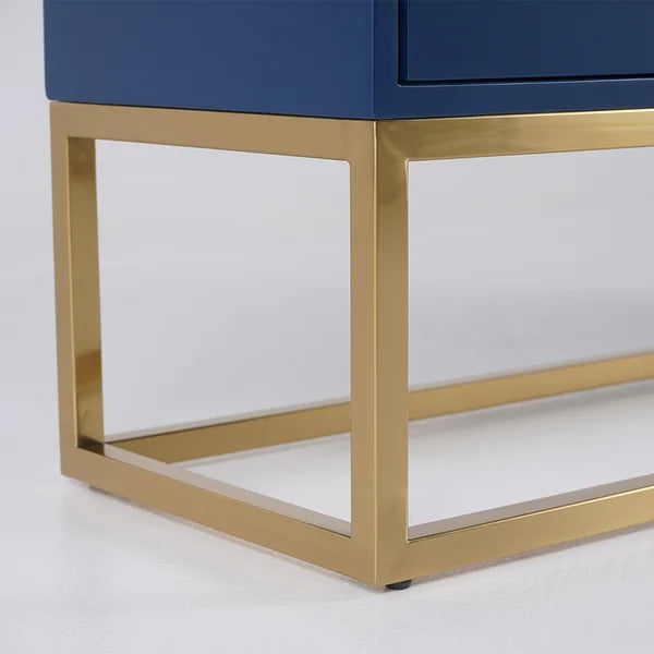 Modern 47" Blue Sideboard Buffet Storage Kitchen Cabinet with 4 Doors in Gold