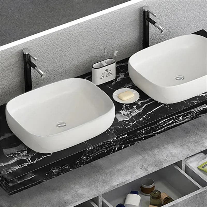 Modern 60" Floating Bathroom Vanity Set Wall Mount Vessel Double Sink Vanity