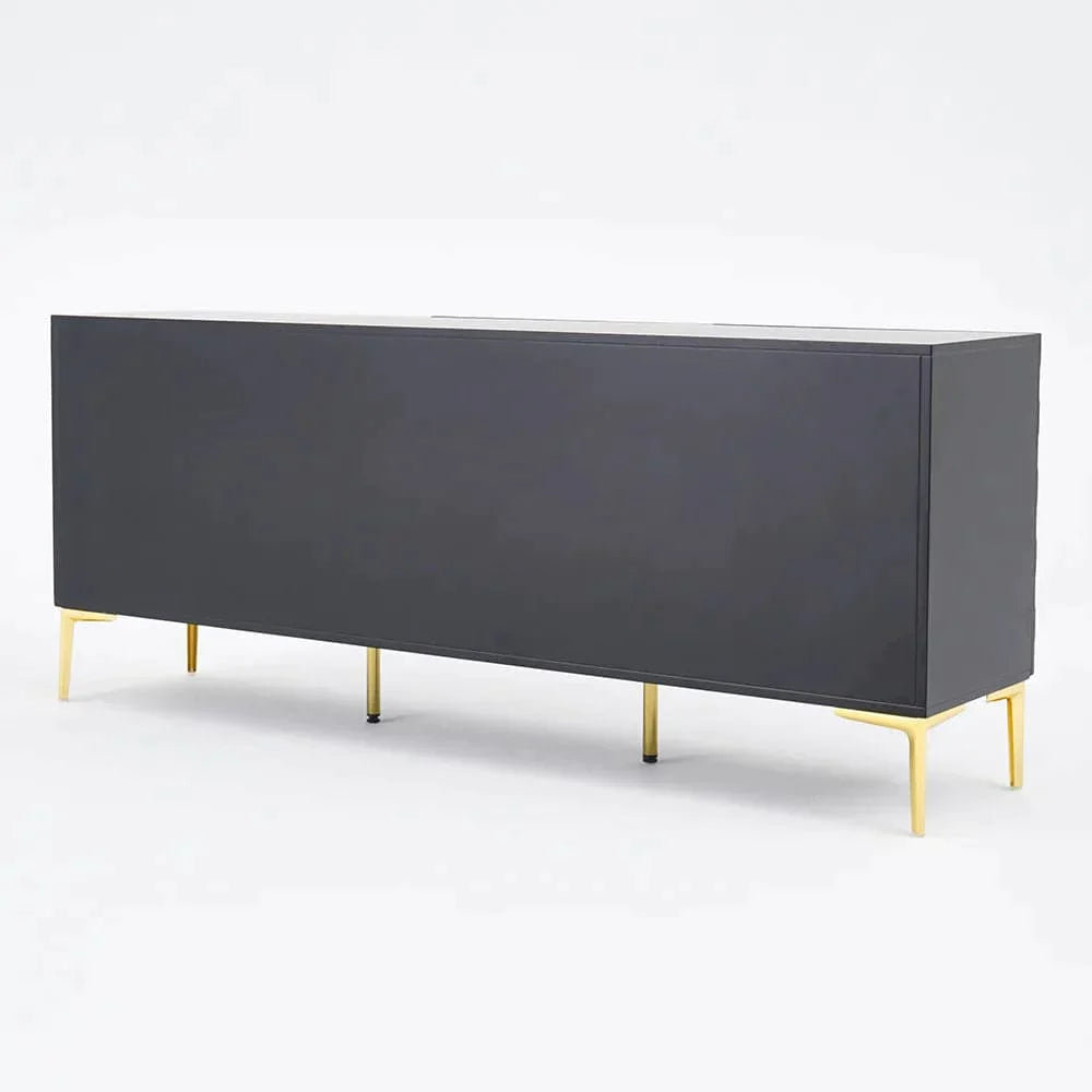 Modern 70.9" Black Buffert Sideboard Table with Gold Legs & 3 Doors