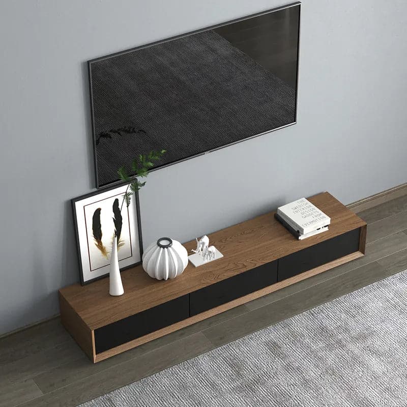 Modern 71" Walnut TV Stand Rectangle Media Stand Walnut TV Console with 3 Drawers