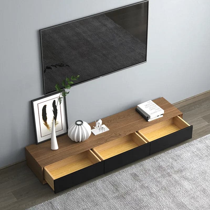 Modern 71" Walnut TV Stand Rectangle Media Stand Walnut TV Console with 3 Drawers