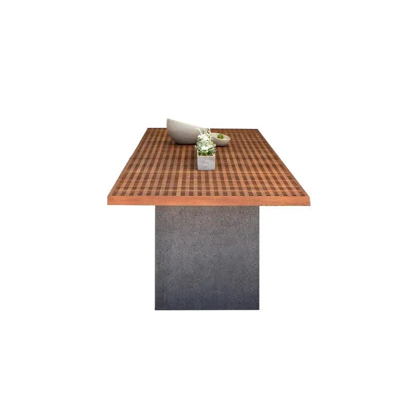 Modern 8 - Person Rectangle Teak Wood Outdoor Patio Dining Table in Natural & Gray