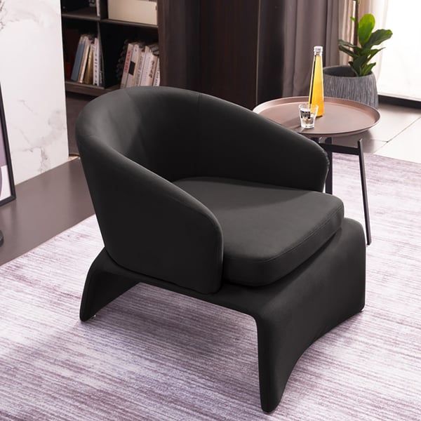 Modern Accent Chair Microfiber Leather Upholstered Deep Gray Chair