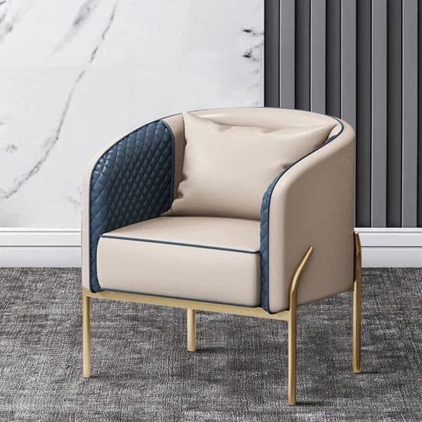 Modern Accent Chair Tufted Upholstered PU Leather Accent Chair in Gold