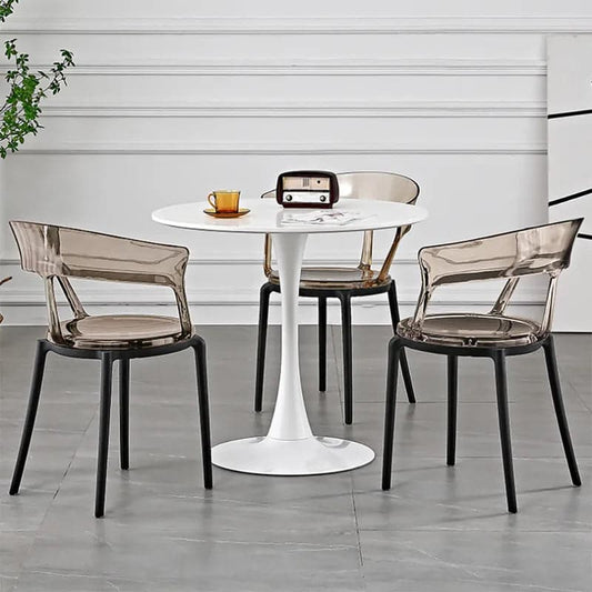 Modern Acrylic Dining Chair in Amber Dining Table Chairs with Arms