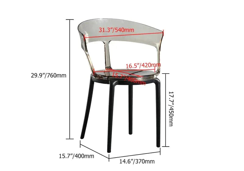 Modern Acrylic Dining Chair in Amber Dining Table Chairs with Arms