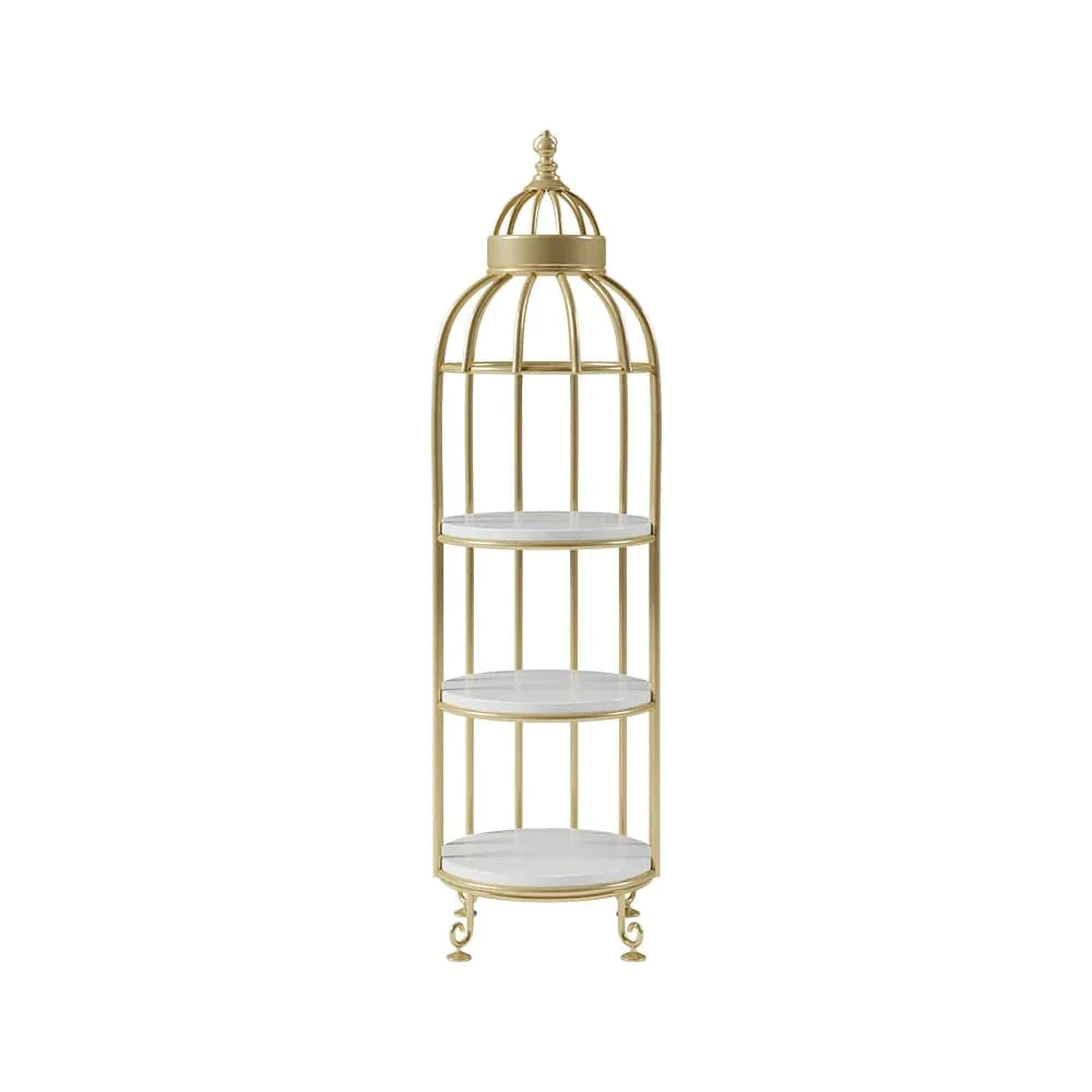 Modern Bird Cage Shaped Plant Flower Stand Bathroom Storage Tower Gold Bookcase