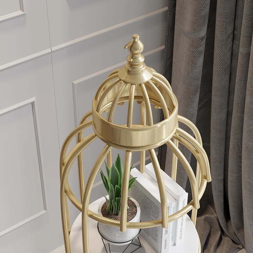 Modern Bird Cage Shaped Plant Flower Stand Bathroom Storage Tower Gold Bookcase