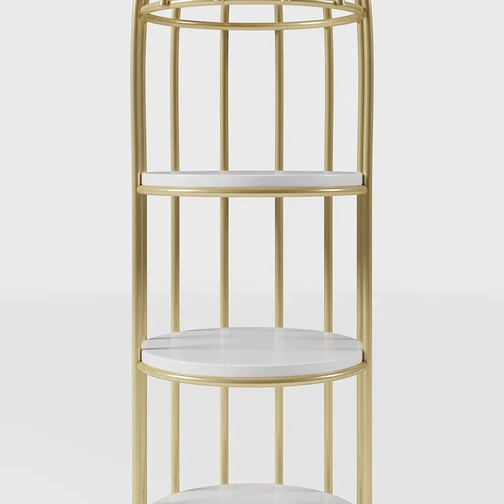 Modern Bird Cage Shaped Plant Flower Stand Bathroom Storage Tower Gold Bookcase