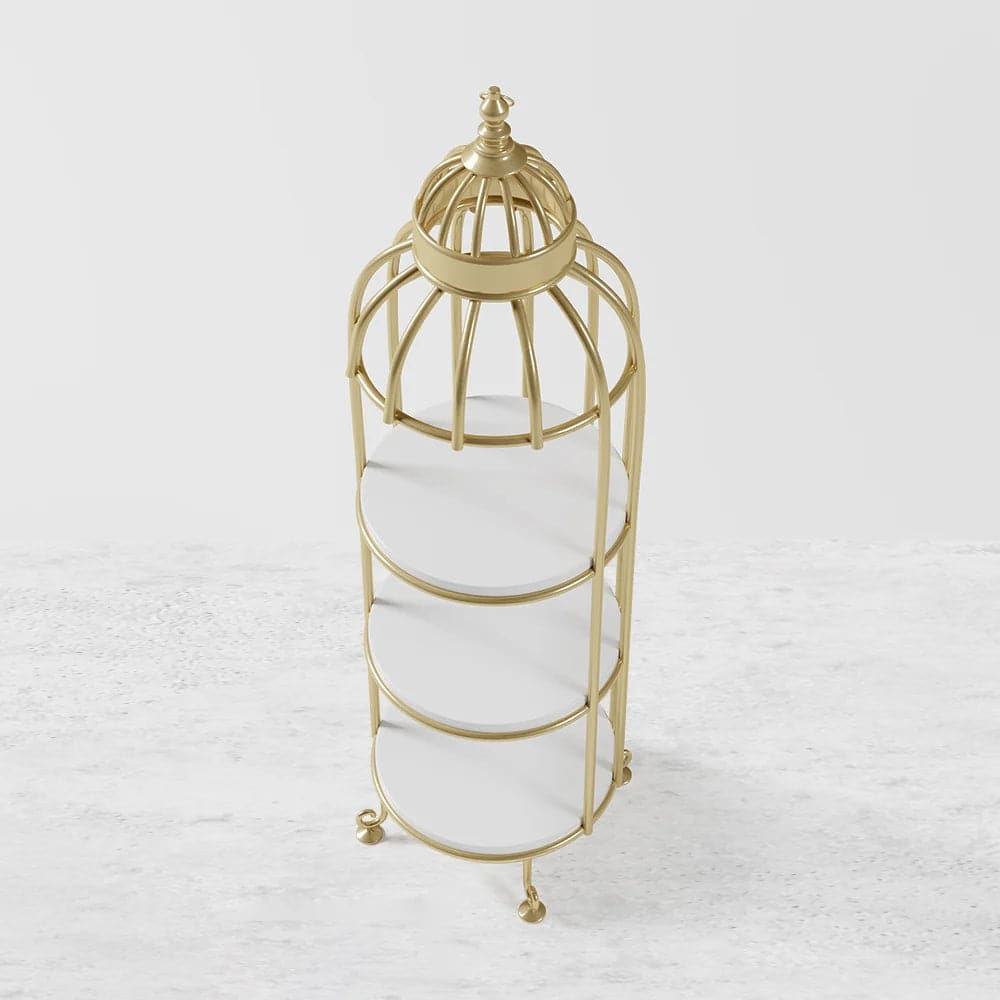 Modern Bird Cage Shaped Plant Flower Stand Bathroom Storage Tower Gold Bookcase