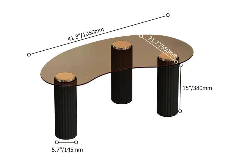 Modern Black Coffee Table with Tempered Glass & Solid Wood Legs