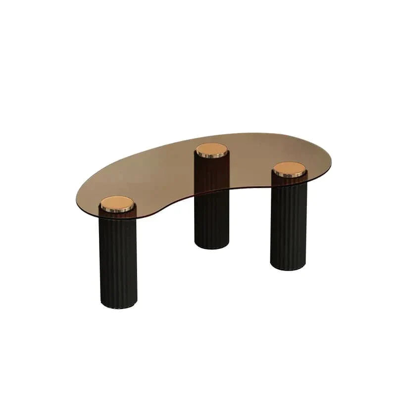 Modern Black Coffee Table with Tempered Glass & Solid Wood Legs