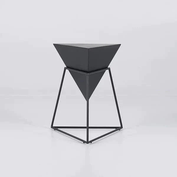 Modern Black Geometric Wood End Table Accent Side Table