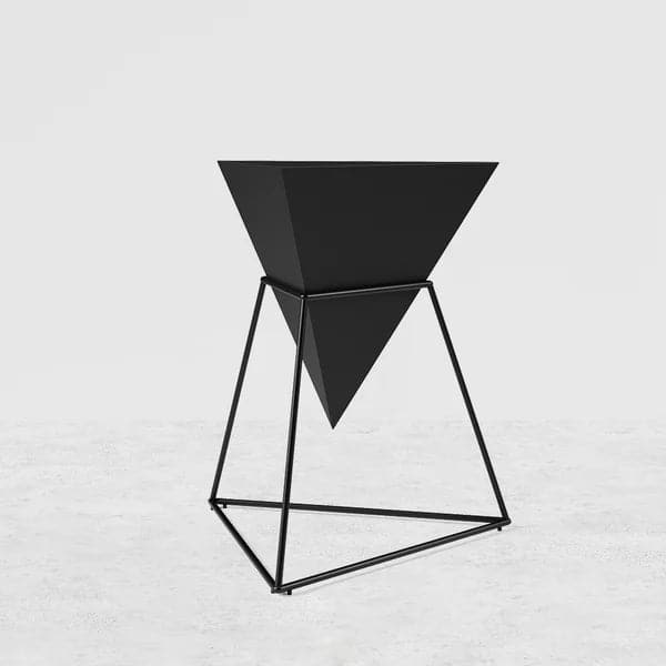 Modern Black Geometric Wood End Table Accent Side Table