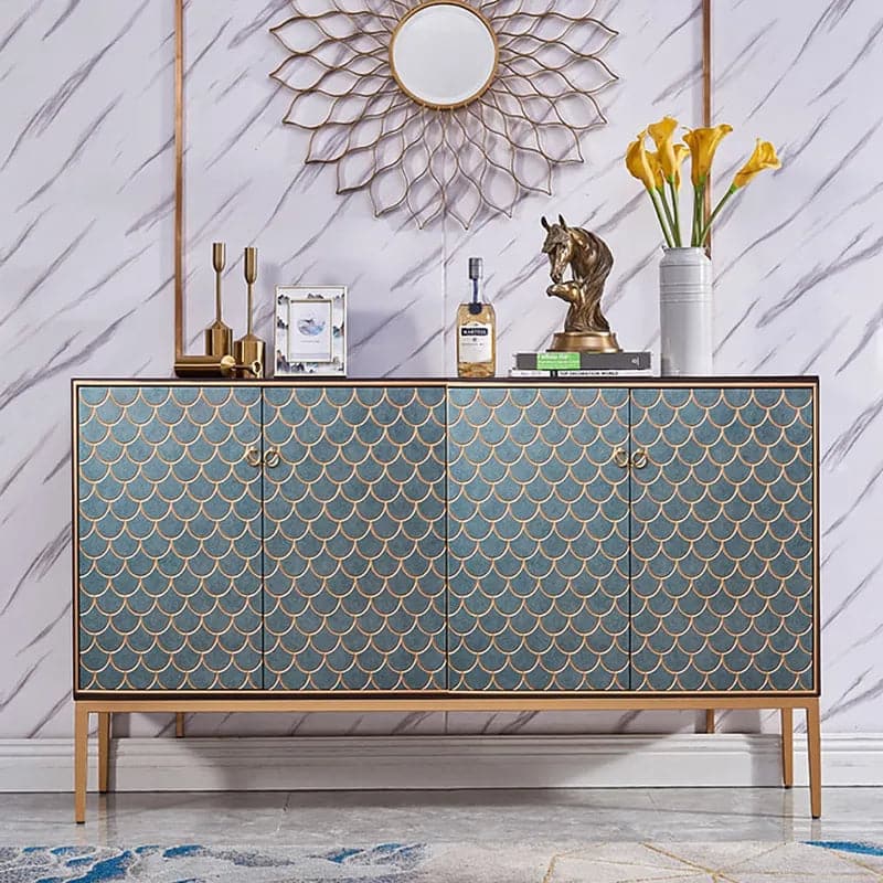 Modern Cabinet Scale Patterned Sideboard Buffet with Doors & Shelves in Large