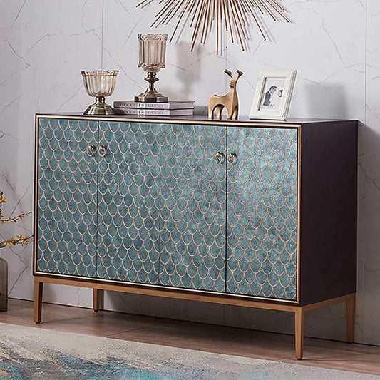 Modern Cabinet Scale Patterned Sideboard Buffet with Doors & Shelves in Large