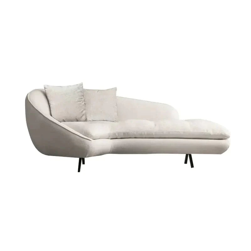 Modern Chaise Longue Sofa Upholstered Linen Sofa 3-Seater Sofa in Steel Legs