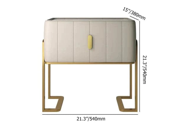 Modern Champagne Nightstand Single Drawer Bedroom Bedside Table with Sintered Stone Top