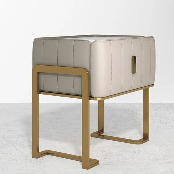 Modern Champagne Nightstand Single Drawer Bedroom Bedside Table with Sintered Stone Top