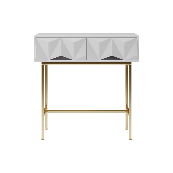 Modern Console Table with Drawers Solid Wood & Metal