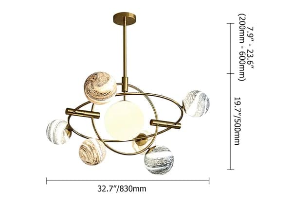 Modern Creative Design 7-Light Rotating Planet Chandelier Stainless Steel Frame