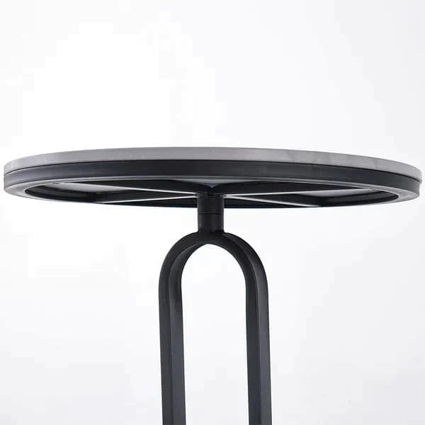 Modern Dark Gray Sintered Stone End Table Round Side Table Carbon Steel Base