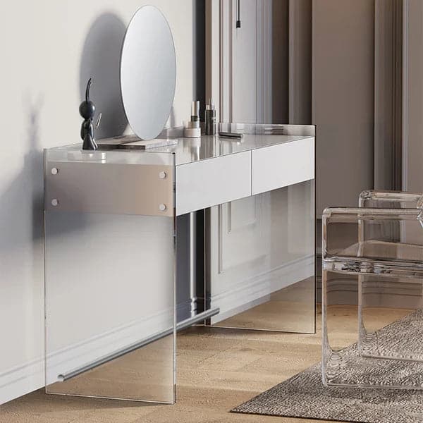 Modern Floating Acrylic Makeup Vanity White Vanity Desk with Drawers