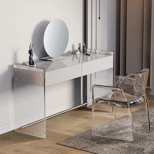 Modern Floating Acrylic Makeup Vanity White Vanity Desk with Drawers