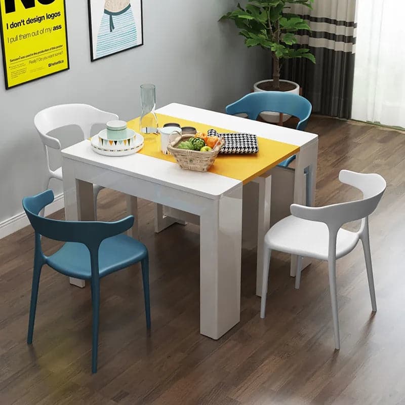 Modern Folding White Dining Table Movable Writing Desk