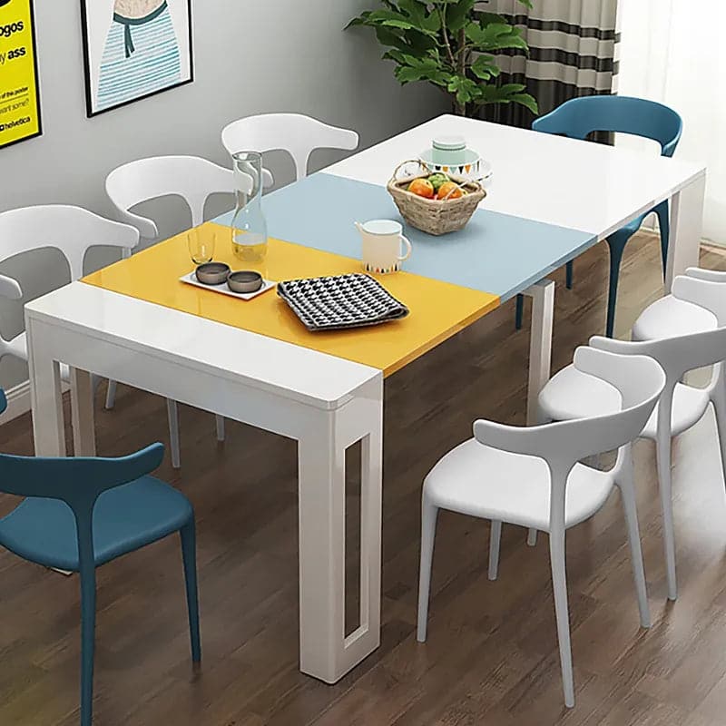 Modern Folding White Dining Table Movable Writing Desk