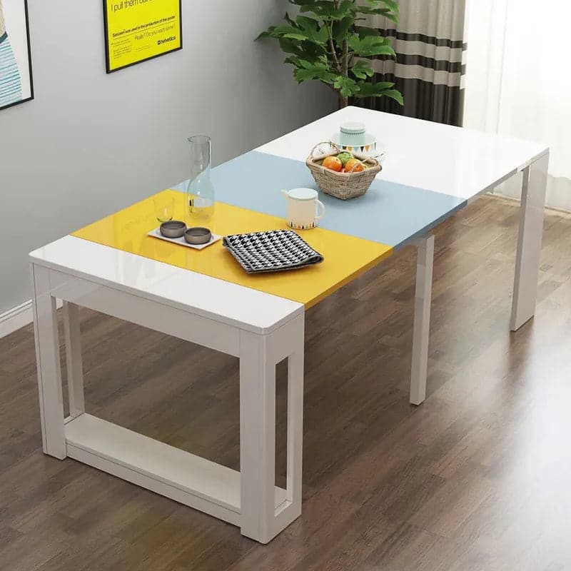 Modern Folding White Dining Table Movable Writing Desk