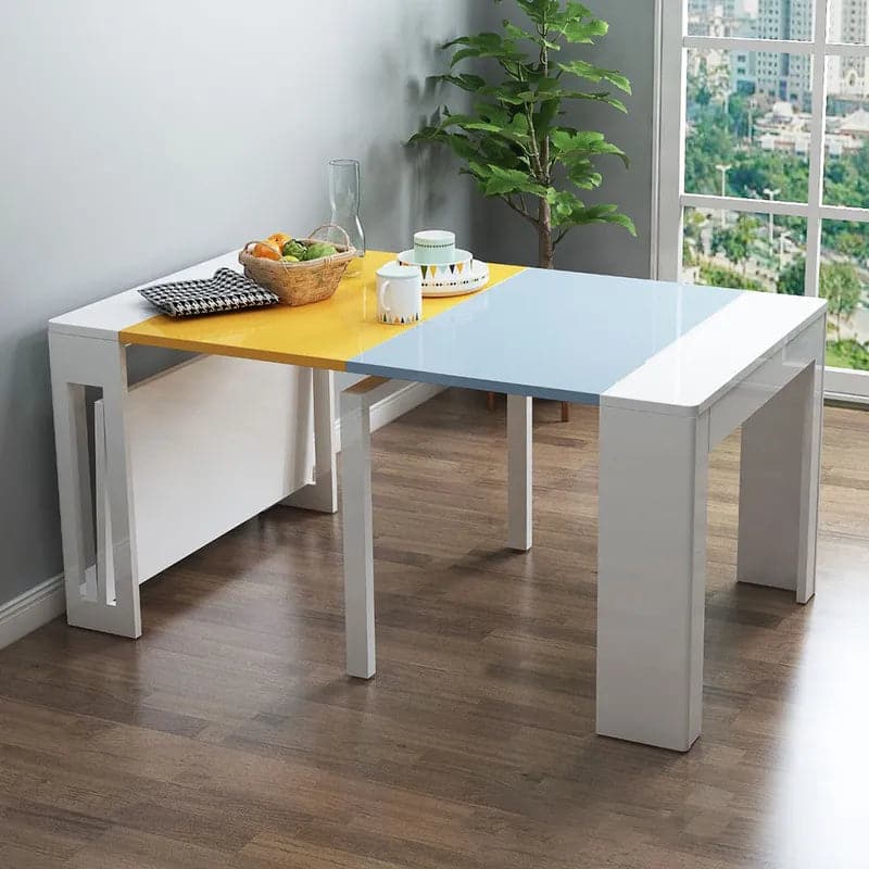 Modern Folding White Dining Table Movable Writing Desk