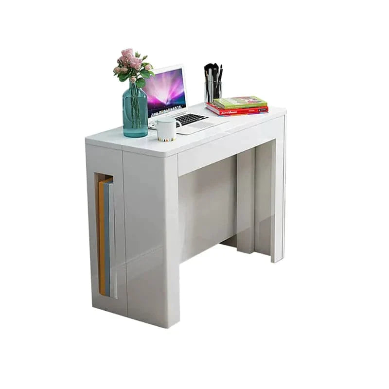 Modern Folding White Dining Table Movable Writing Desk