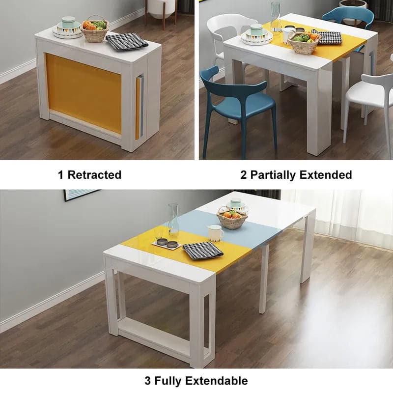 Modern Folding White Dining Table Movable Writing Desk