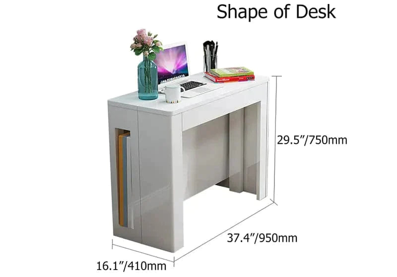 Modern Folding White Dining Table Movable Writing Desk