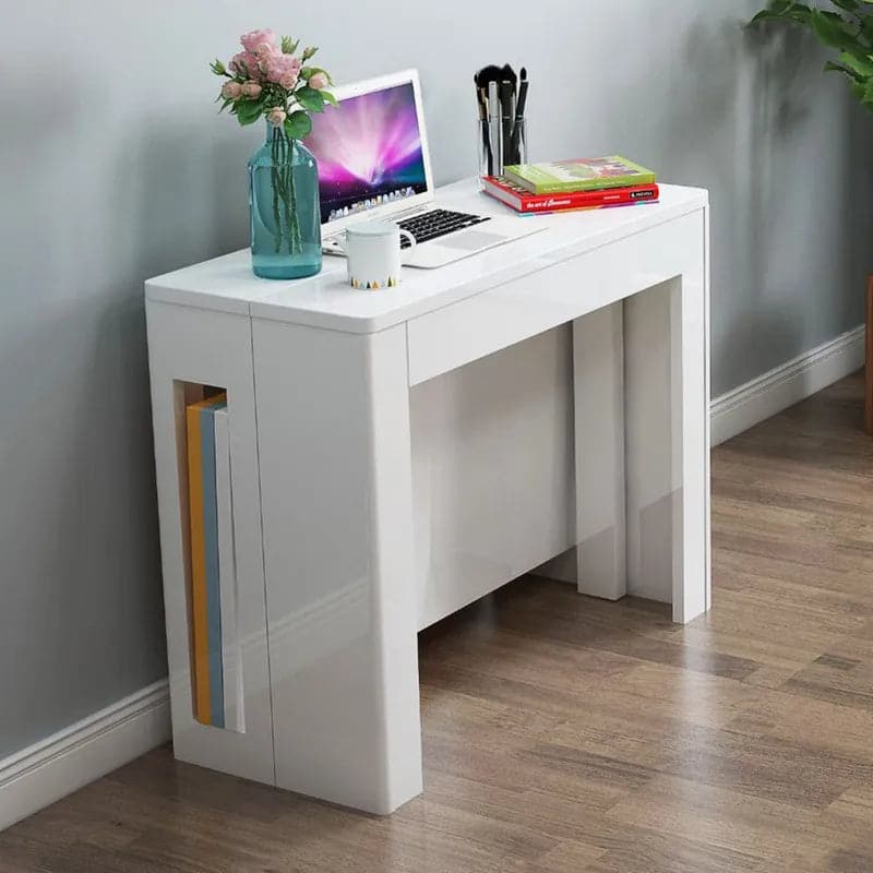 Modern Folding White Dining Table Movable Writing Desk