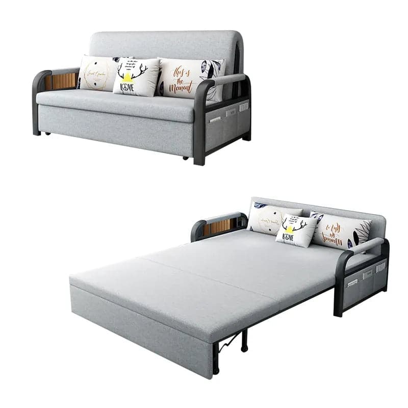 Modern Full Sleeper Sofa Linen Upholstered Convertible Sofa with Storage