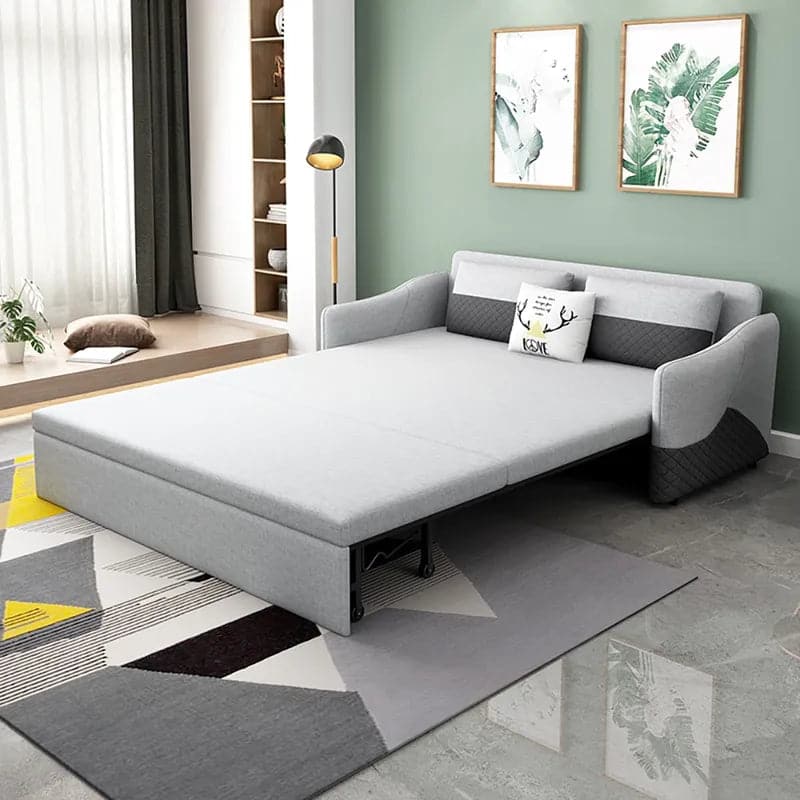 Modern Full Sleeper Sofa Linen Upholstered Convertible Sofa with Storage