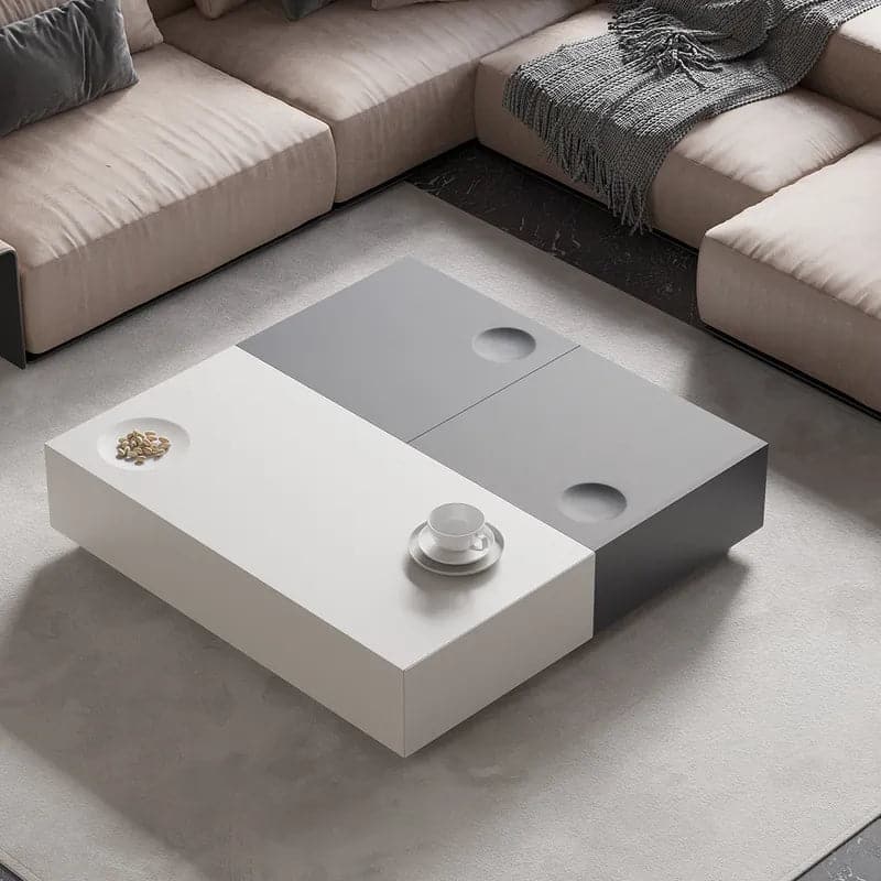 Modern Gray Coffee Table with Storage Square Coffee Table with Drawer