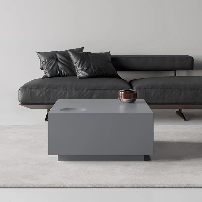 Modern Gray Coffee Table with Storage Square Coffee Table with Drawer