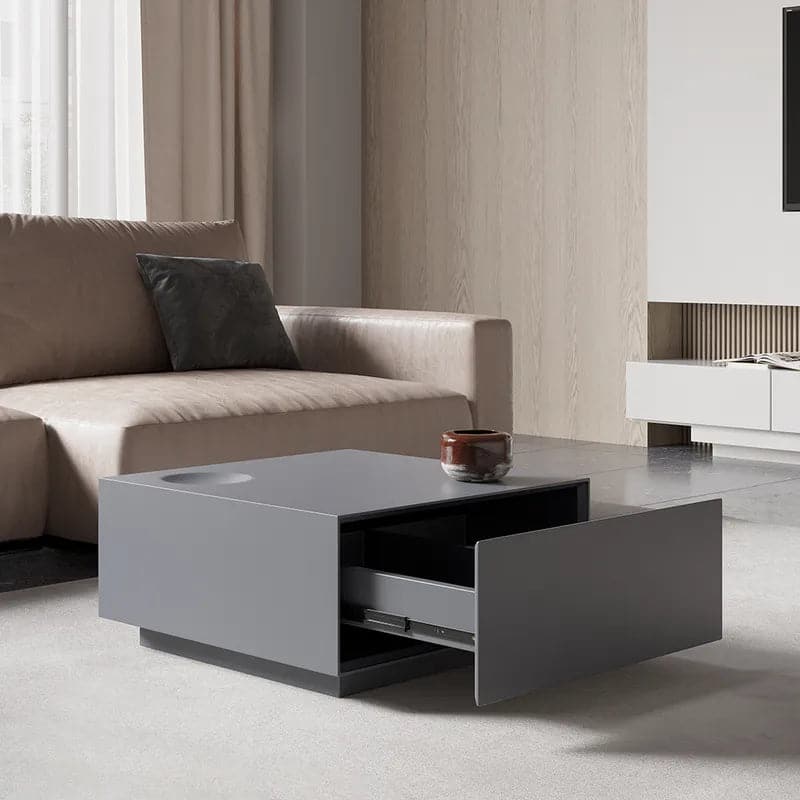 Modern Gray Coffee Table with Storage Square Coffee Table with Drawer