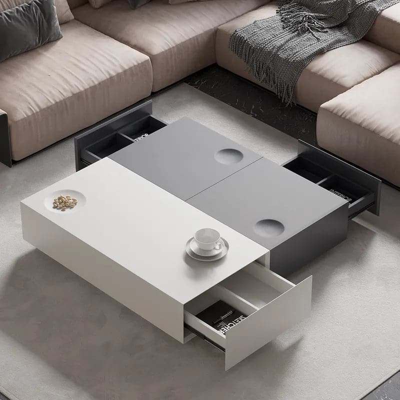 Modern Gray Coffee Table with Storage Square Coffee Table with Drawer