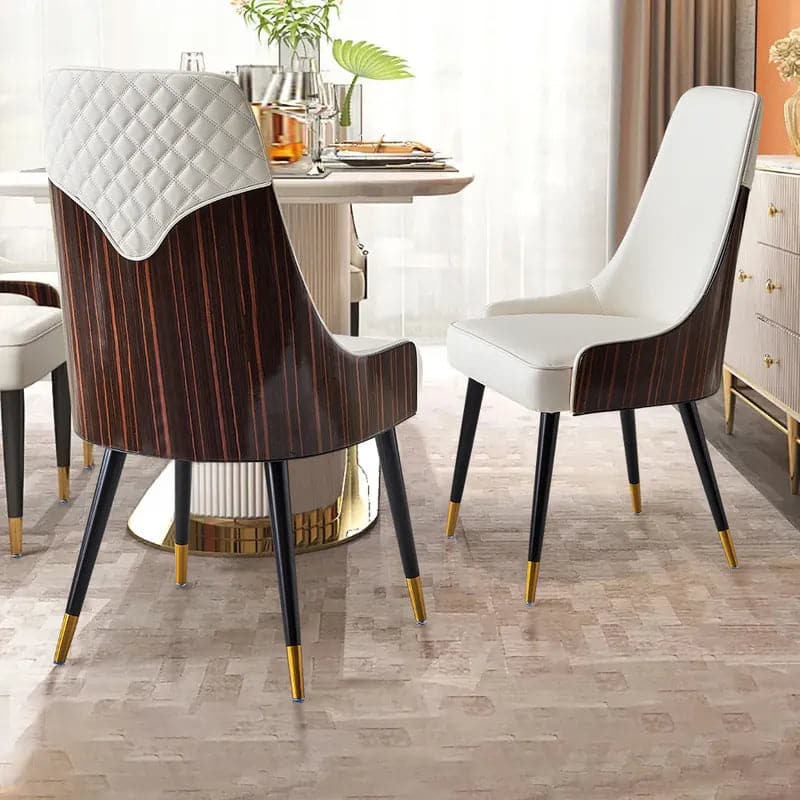 Modern High Back Faux Leather & Bent Board Upholstered Dining Chair Side Chair