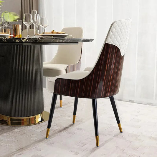 Modern High Back Faux Leather & Bent Board Upholstered Dining Chair Side Chair