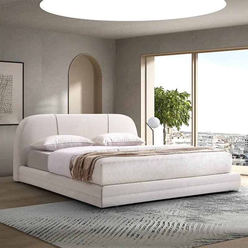 Modern King Upholstered Platform Bed Low Profile Cloud Bed