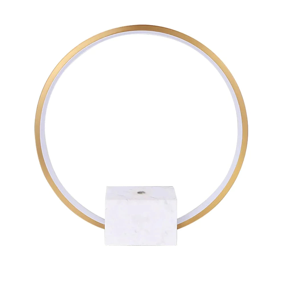 Modern LED Circle Table Lamp in Gold with White Marble Base