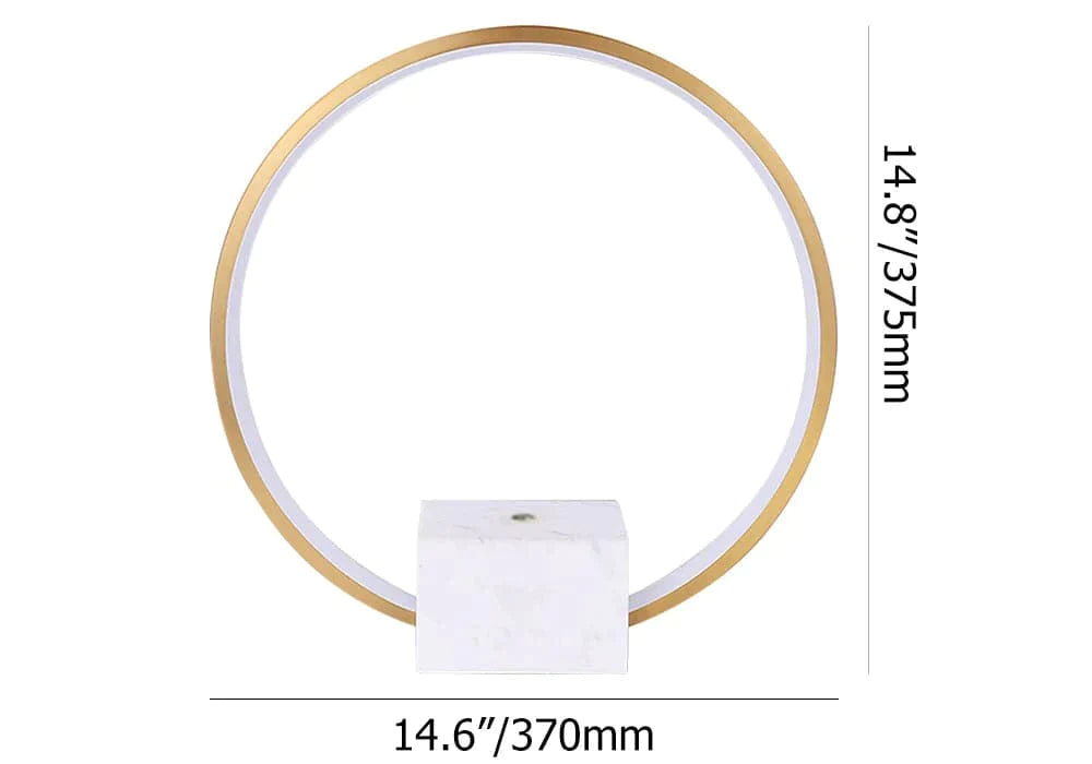 Modern LED Circle Table Lamp in Gold with White Marble Base